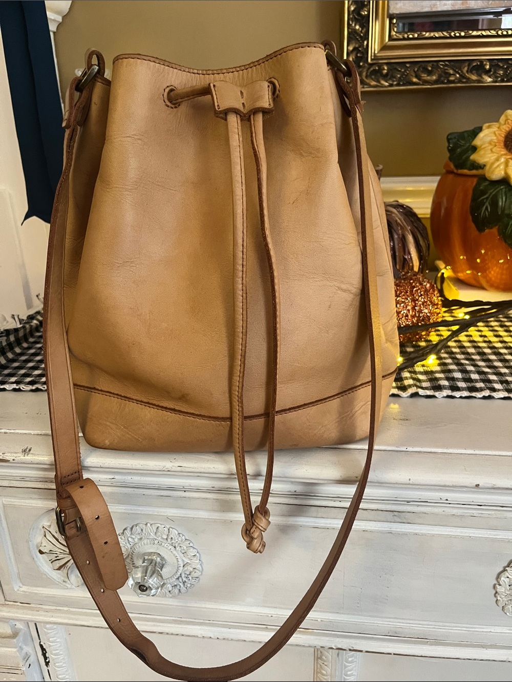 Madewell Tan Leather Drawstring Backpack - Picture 5 of 5